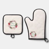 オーブンミッツ&ポットホルダーメリークリスマス 鍋つかみ&鍋敷きセット (正面)