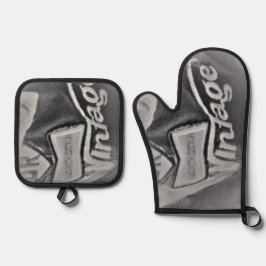 オーブンミッツ&ポットホルダー古調理器スタイルデザイン 鍋つかみ&鍋敷きセット