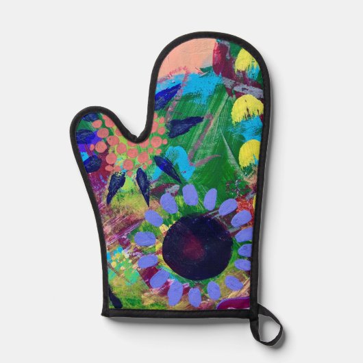 オーブンミットとポットの抽象芸術の花 鍋つかみ (正面)
