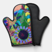オーブンミットとポットの抽象芸術の花 鍋つかみ (正面/裏面)