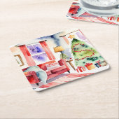 オーブンミットとポットホルダー スクエアペーパーコースター (アングル)