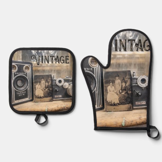 オーブンミットとポットホルダー 鍋つかみ&鍋敷きセット (正面)