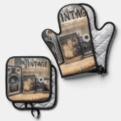 オーブンミットとポットホルダー 鍋つかみ&鍋敷きセット (正面/裏面)