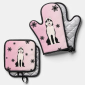 オーブンミットとポットホルダー 鍋つかみ&鍋敷きセット (正面/裏面)