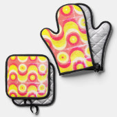 オーブンミットとポットホルダー 鍋つかみ&鍋敷きセット (正面/裏面)