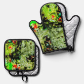 オーブンミットとポットホルダー 鍋つかみ&鍋敷きセット (正面/裏面)