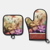 オーブンミットとポットホルダー 鍋つかみ&鍋敷きセット (正面)