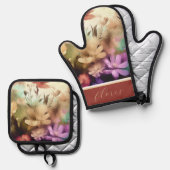 オーブンミットとポットホルダー 鍋つかみ&鍋敷きセット (正面/裏面)