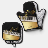 オーブンミットとポットホルダー 鍋つかみ&鍋敷きセット (正面/裏面)