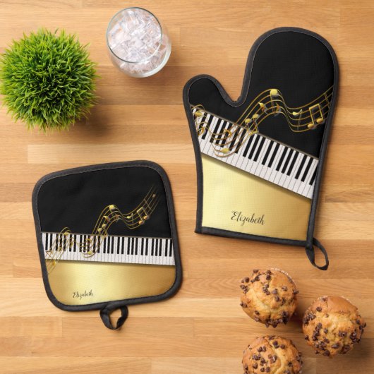 オーブンミットとポットホルダー 鍋つかみ&鍋敷きセット (トップダウン)