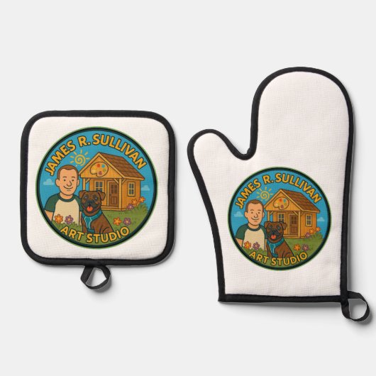 オーブンミットとポットホルダー 鍋つかみ&鍋敷きセット (正面)