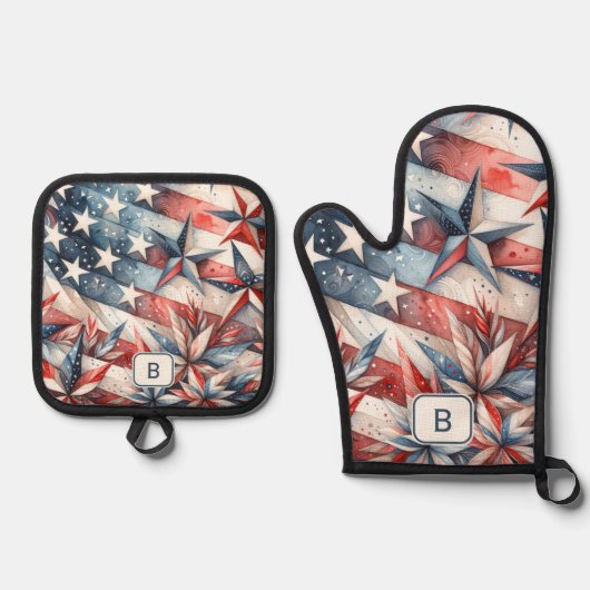 オーブンミットとポットホルダー 鍋つかみ&鍋敷きセット (正面)