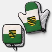 オーブンミットとポットホルダー 鍋つかみ&鍋敷きセット (正面/裏面)