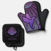 オーブンミットとポットホルダー 鍋つかみ&鍋敷きセット (正面/裏面)