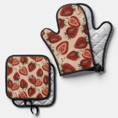 オーブンミットとポットホルダー 鍋つかみ&鍋敷きセット (正面/裏面)