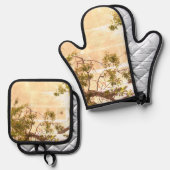 オーブンミットとポットホルダー 鍋つかみ&鍋敷きセット (正面/裏面)