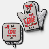 オーブンミットとポットホルダーO 鍋つかみ&鍋敷きセット (正面/裏面)