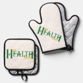 オーブンミット及びポットホルダー 鍋つかみ&鍋敷きセット (正面/裏面)