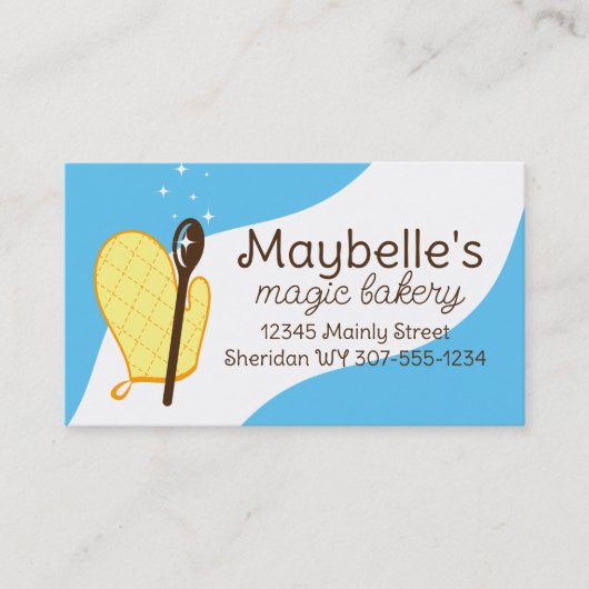 オーブンミット木製スプーン料理ベーキングビズカード 名刺 (正面)