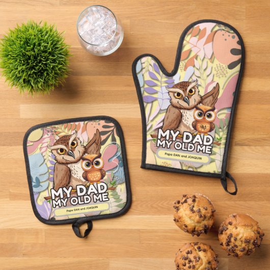 オーブンミット&ポットホルダーセット:私のパパ私の古い私 鍋つかみ&鍋敷きセット (トップダウン)