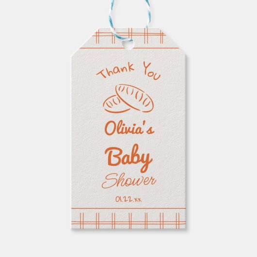 オーブン中立の赤ちゃんシャワーで手引きパン ギフトタグ (正面)
