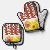 オーブン及びミットホルダー 鍋つかみ&鍋敷きセット (正面/裏面)