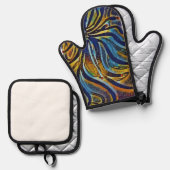 オーブン及びミット及びポットホルダーセット 鍋つかみ&鍋敷きセット (正面/裏面)