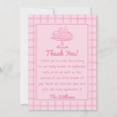 オーブン描ガールパンの赤ちゃんシャワーでピンクのパン サンキューカード (正面)