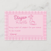 オーブン描ベビーガールおむつラッフルのピンクパン エンクロージャーカード (正面)