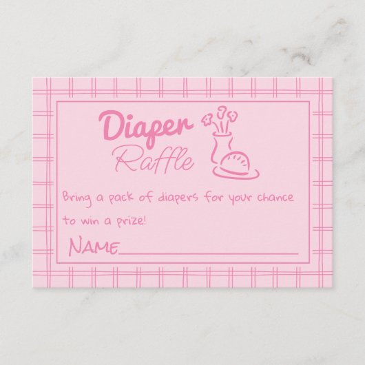 オーブン描ベビーガールおむつラッフルのピンクパン エンクロージャーカード (正面)
