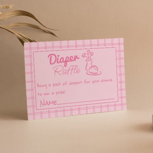 オーブン描ベビーガールおむつラッフルのピンクパン エンクロージャーカード