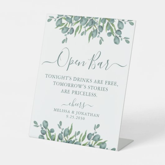 オープエレガントンバーユーカリパーソナライズされたス結婚ズ 台座サイン (正面)