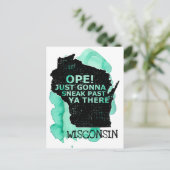 オープスニーク過去ヤソーウィスコンシンマップ引用文グリーン ポストカード (スタンド正面)