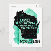 オープスニーク過去ヤソーウィスコンシンマップ引用文グリーン ポストカード (正面/裏面)