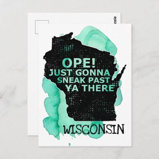 オープスニーク過去ヤソーウィスコンシンマップ引用文グリーン ポストカード (正面/裏面)