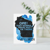 オープスニーク過去ヤソーウィスコンシンマップ引用文ブルー ポストカード (スタンド正面)