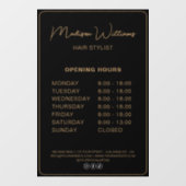 オープニングアワーズ ヘアスタイリスト サロン ブラックゴールド ウィンドウサイン (シート)