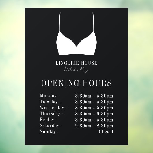 オープニングタイムズラグジュアリー白黒ランジェリーブティック ウィンドウサイン (シート3)