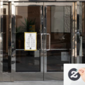 オープニングタイムホワイト金ゴールドビジネスロゴQRコード ウィンドウサイン (オフィスドア)