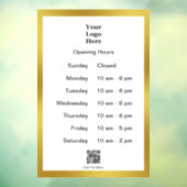 オープニングタイムホワイト金ゴールドビジネスロゴQRコード ウィンドウサイン (シート3)