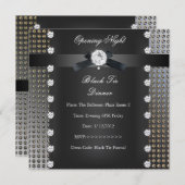 オープニングナイトブラックタイフォーマルクブラックシルバー 招待状 (正面/裏面)