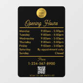 オープニングビジネスアワーズロゴブラックゴールドスクリプト ウィンドウサイン (シート)