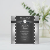 オープニング企業のビジネスフォーマルブラックシルバー 招待状 (スタンド正面)