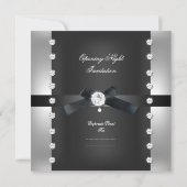 オープニング企業のビジネスフォーマルブラックシルバー 招待状 (裏面)