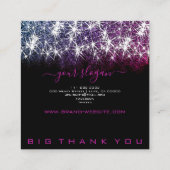 オープニング化粧ピンクパープルグリッタースパーク スクエア名刺 (裏面)