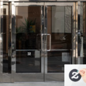 オープニング営業時間ロゴブラックスクリプトシンプル ウィンドウサイン (オフィスドア)