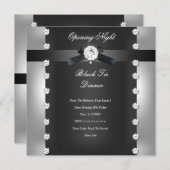 オープニング 法人 ビジネス フォーマル ブラック シルバー 招待状 (正面/裏面)