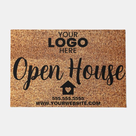 オープパーソナライズされたンハウス実在エテート不動産仲介業者ロゴ ドアマット (正面)