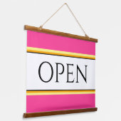 オープンおもしろいブライトピンクホワイトイエローオレンジストライプ色 吊り下げ型タペストリー (傾斜あり)