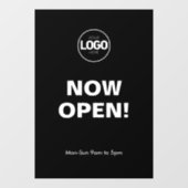 オープンしました | ロゴ付きブラックウィンドウクリング ウィンドウサイン (シート)